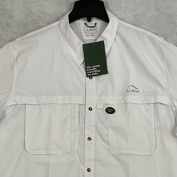 L.L. Bean Tropicwear Shirt Mens Size XXL White UPF 50+ Button Up Long Sleeve NEW - Picture 9 of 16